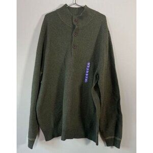 New G.H. BASS Green Henley Pullover Knit Sweater Men’s Size XXL